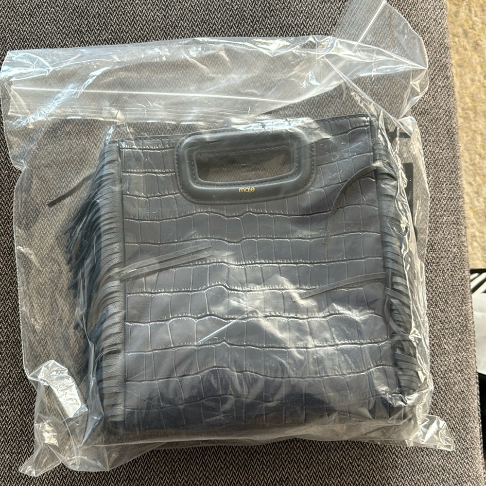 Maje croc embossed bag in navy